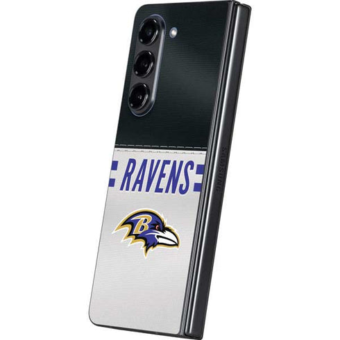 NFL Baltimore Ravens White Striped Galaxy Z Fold5 5G Skin